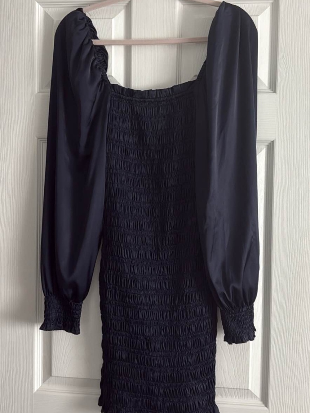 Dress Forum Black Smocked Long Sleeve Midi Dress